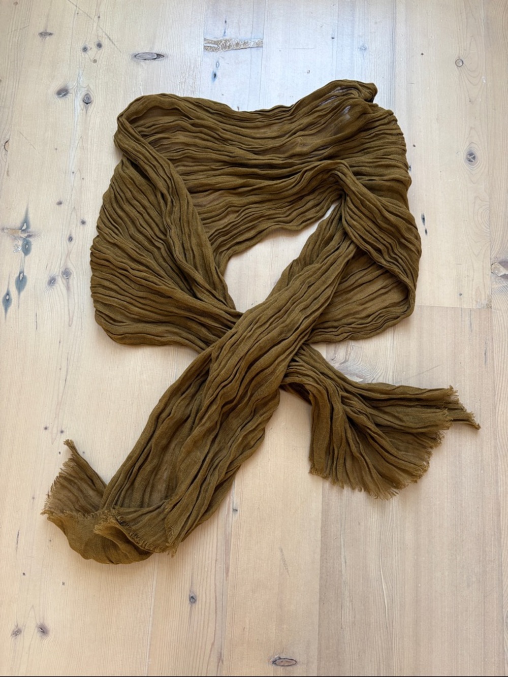 Zara Lightweight Olive / Chartreuse Crinkle Scarf